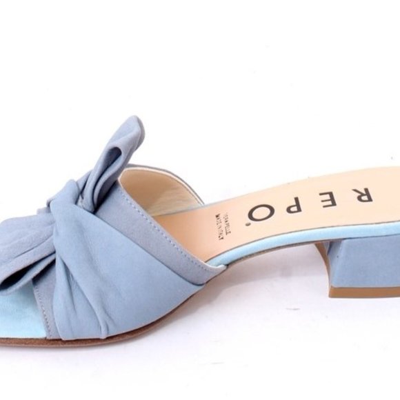 PHIL GATIÈR by REPO 47504 Baby Blue Suede Leather Slide Heel Sandal - Picture 6 of 8